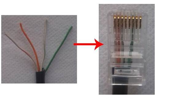 图解四芯网线水晶头接法